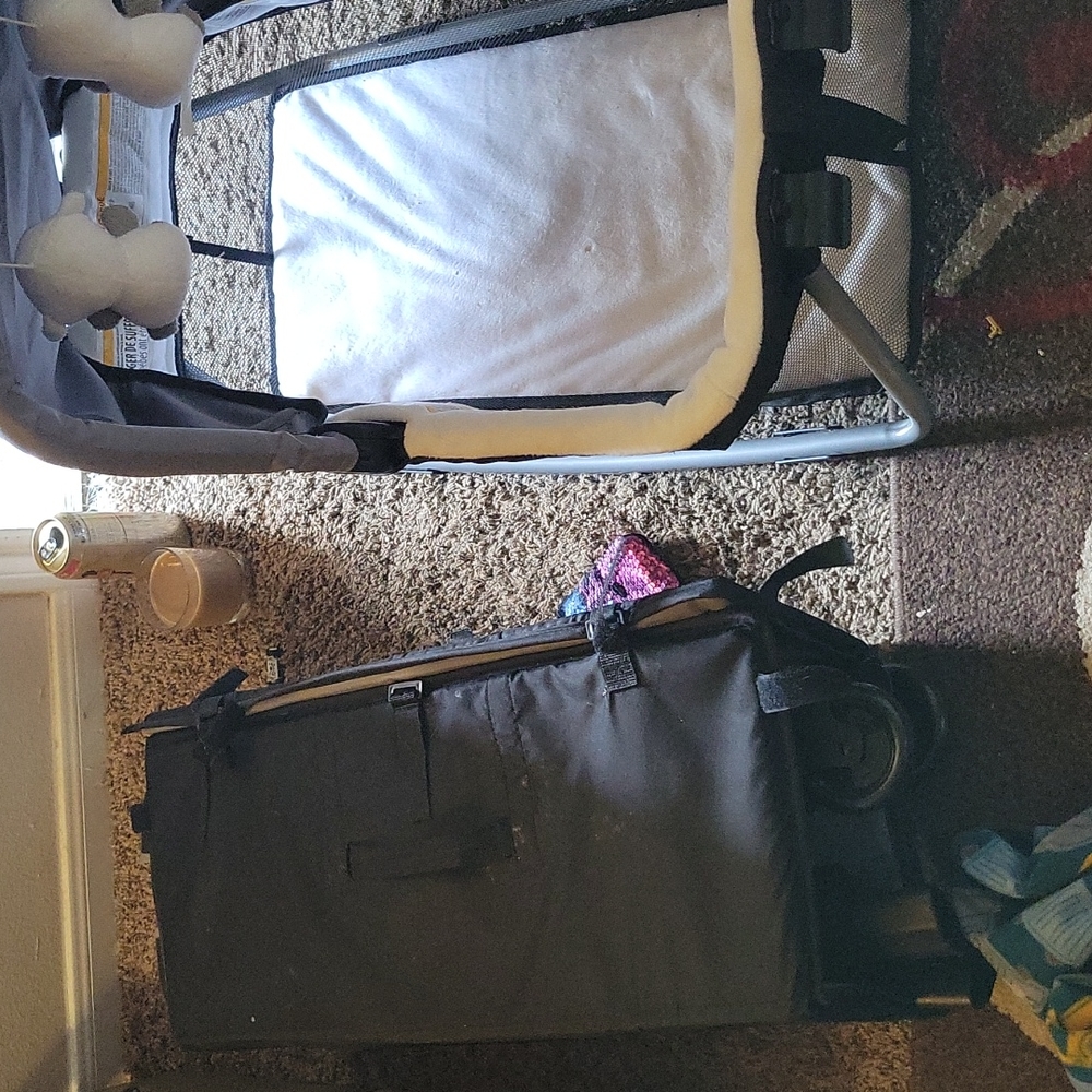Stand alone bassinet that fits into full size play pin. Have the shelf also
